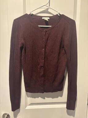 Maroon H&M Cardigan Button-Up Sweater